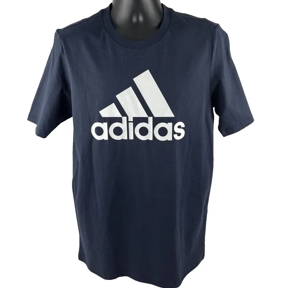 New adidas Mens Big & Tall Size Medium Tall MT T-Shirt Top Navy/White IC9348 NWT